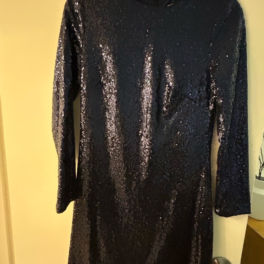 Vince Camuto Navy Blue Sequin Midi Dress